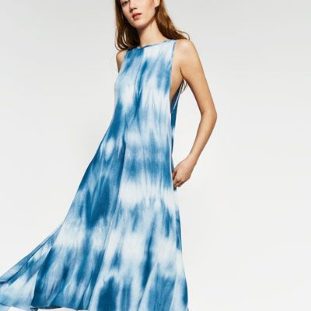 Zara Maxi Dress Blue Tie Dye